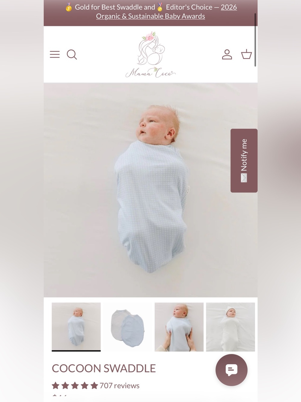 Mama coco Cocoon swaddle set of 2